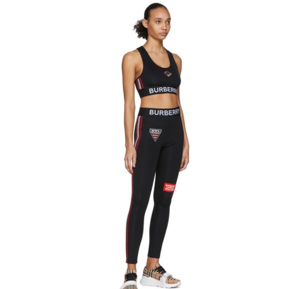 Burberry Black Icon Stripe Sports Bra & Performance Leggings, NWT, size … - Picture 1 of 16
